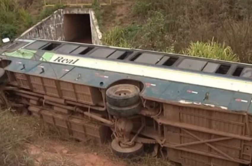  Ônibus deixa passageiros feridos ao cair de viaduto