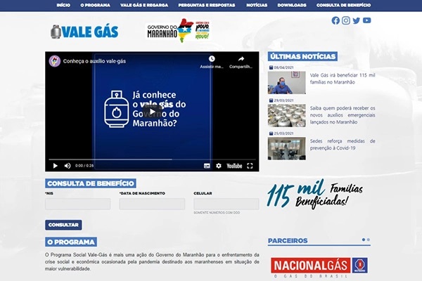  Maranhão disponibiliza site para solicitar auxílio Vale Gás